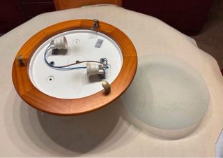 Lámpara Techo de Madera y Cristal