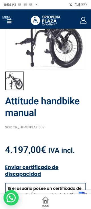Silla de ruedas Argón 2 con handbike manual