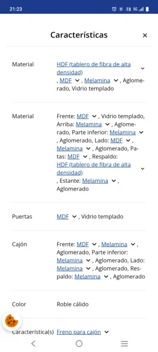 Vitrina JYSK Roble 2 Puertas + 1 Cajón Roble Claro