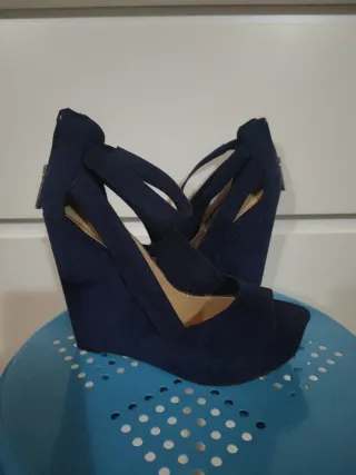 Sandalias Cuña Azul Marino