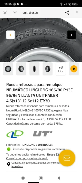 Rueda reforzada LINGLONG 165/80 R13C