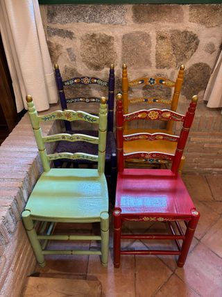4 Sillas Sevillanas Pintadas a Mano