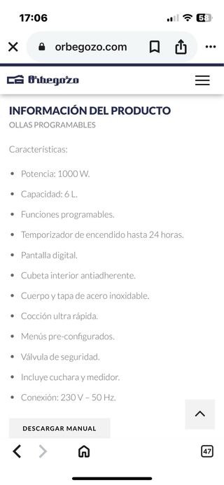 Olla Rápida Orbegozo Gran Gourmet