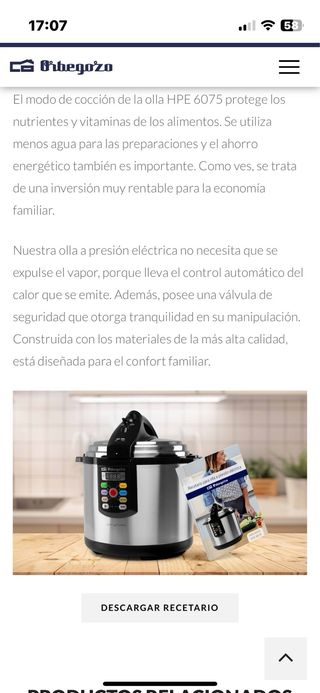 Olla Rápida Orbegozo Gran Gourmet