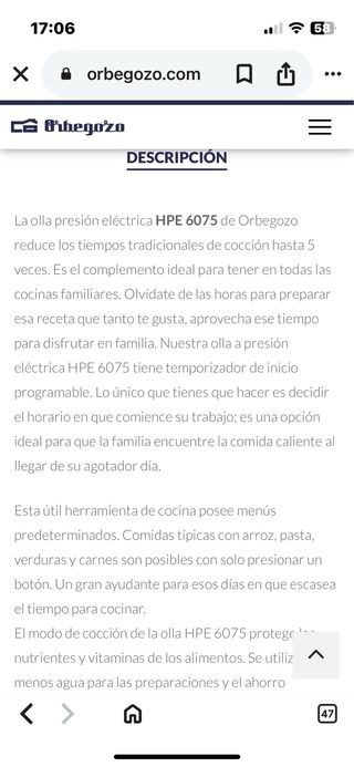 Olla Rápida Orbegozo Gran Gourmet