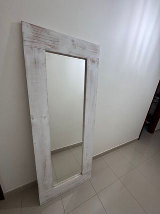 Espejo Marco Madera Blanco Envejecido