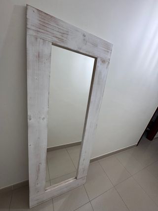 Espejo Marco Madera Blanco Envejecido