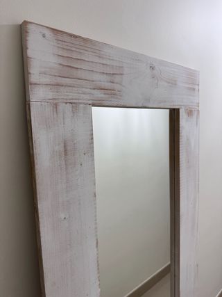 Espejo Marco Madera Blanco Envejecido