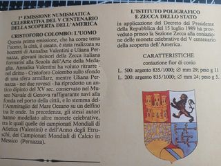 1° EMISSIONE 200 E 500 LIRE 1989 argento