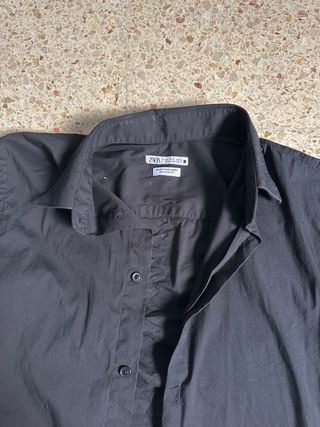 Camisa Zara Negra Manga Larga
