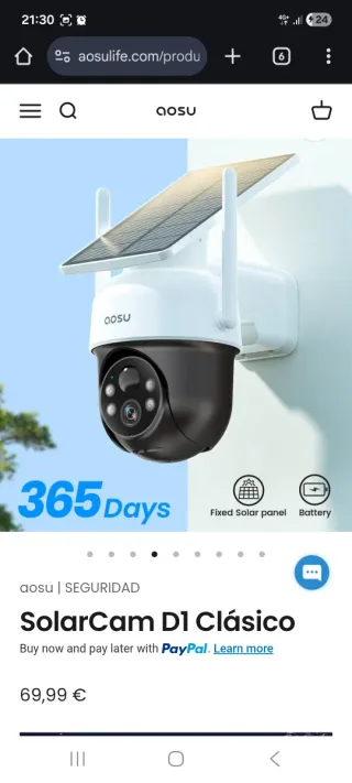 2 Cámara Solar WiFi Aosu