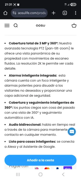 2 Cámara Solar WiFi Aosu