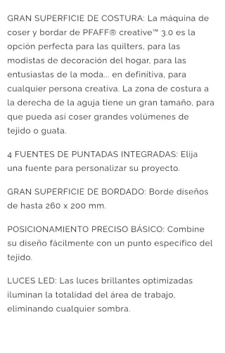 Máquina coser y bordar PFAFF Creative 3.0