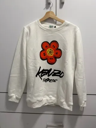 Sudadera Kenzo Blanca con Flor Roja