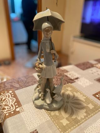 Lladro Niña con Paraguas y Gansos