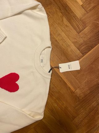 Jersey Ami Paris Blanco Corazón Rojo