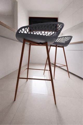 2 Taburetes Cocina Dorados y Grises