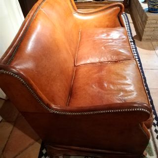 1 Sofá y 2 sillones de cuero vintage mid century