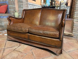1 Sofá y 2 sillones de cuero vintage mid century