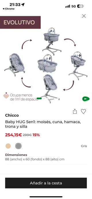 Chicco 4 en 1 – cuna, trona, silla y hamaca