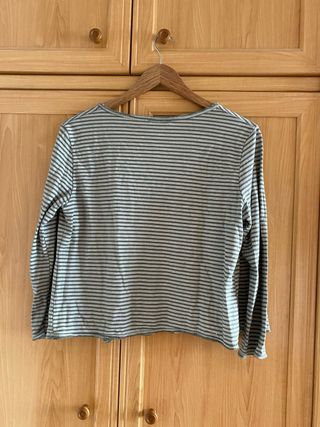 Chaqueta de rayas gris y verde