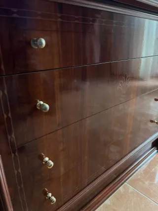 Mueble modular salón madera y cristal