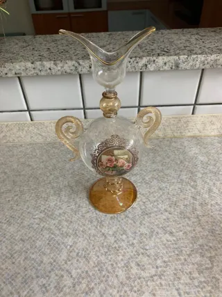 Bomboniera vintage in vetro decorato