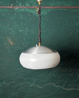 Lampadario Stilux Milano Anni '70 Vetro Metallo