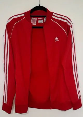 Chaqueta Adidas Roja con Rayas Blancas