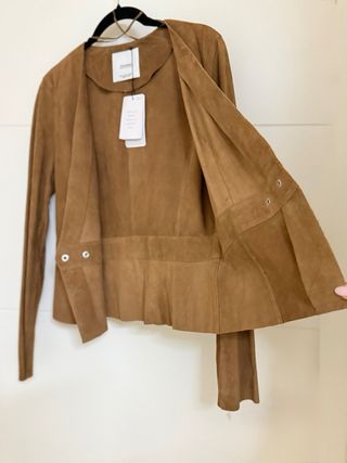 Chaqueta de piel tendencia ante, camel, M, Mango