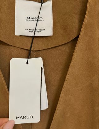 Chaqueta de piel tendencia ante, camel, M, Mango