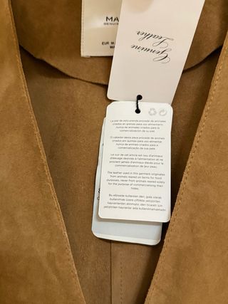 Chaqueta de piel tendencia ante, camel, M, Mango