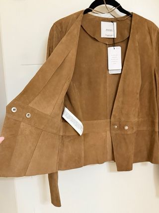 Chaqueta de piel tendencia ante, camel, M, Mango