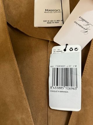 Chaqueta de piel tendencia ante, camel, M, Mango