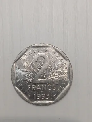 Moneda 2 Francos Franceses Jean Moulin 1993