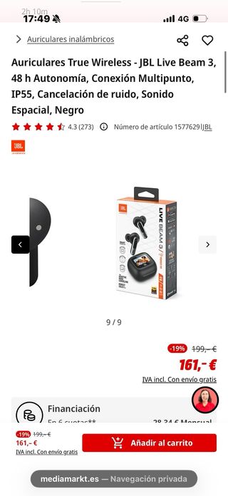 Auriculares JBL Live Beam 3