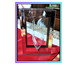 Vaso in vetro con cornice a specchio 18x12cm