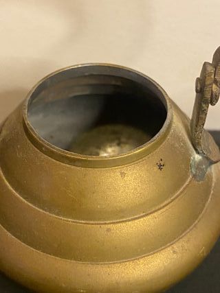 Tetera Árabe Antigua de Latón y Madera - Vintage