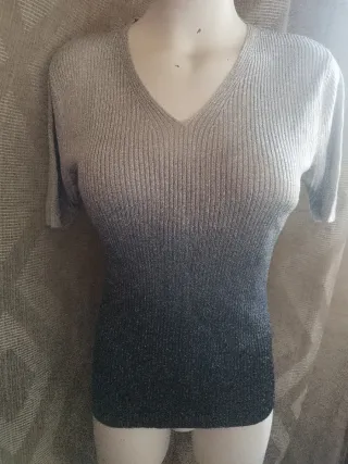 Top manga corta gris degradado