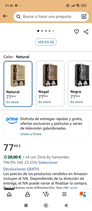 Armario Baño HITNET Bambú Colgante