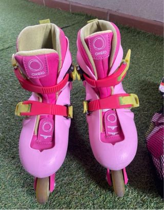 Patines Oxelo niña rosas protecciones incluidas