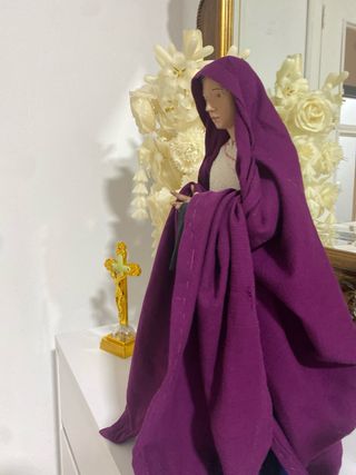 Virgen Candelero Madera Brazos Articulados