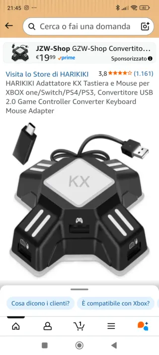 Adattatore KX HARIKIKI per Tastiera e Mouse