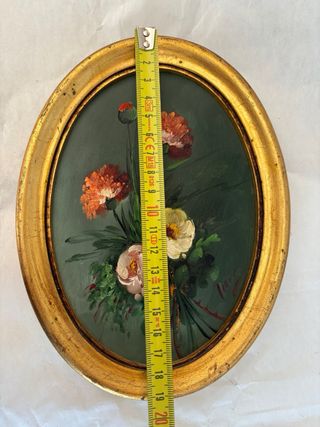 2 Cuadros Ovalados Flores Dorados