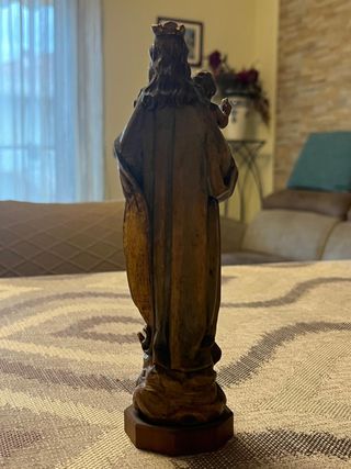 Antica scultura lignea Vergine con Bambino