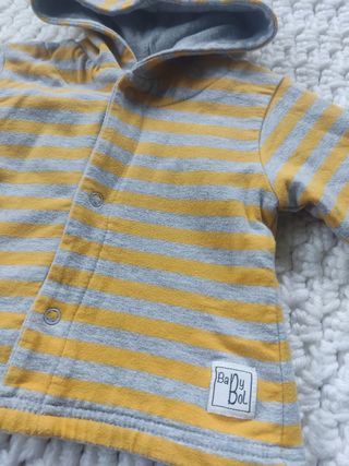 Chaqueta bebé rayas amarillo y gris