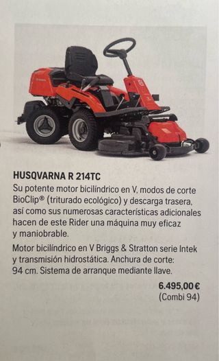 3.300 €  Cortacésped Husqvarna R 214 TC