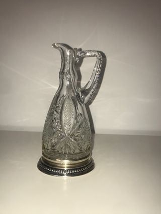 Jarra de cristal con base plata de ley