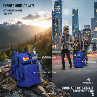 Mochila Táctica Militar 50L Azul + 2 Parches