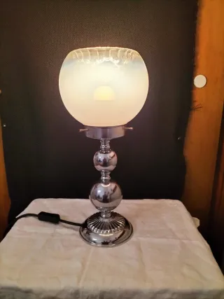 Lampada da tavolo acciaio e Murano